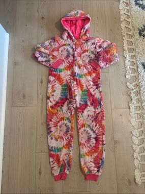 The Children's Place Tie-Dye Hooded One-Piece Jumpsuit - Pink Multi
